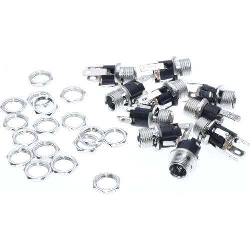 50PCS/Lot DC-025M DC025M Power DC Socket/Jack connector With Nut DC5.5*2.1 / 5.5*2.1MM / DC5.5*2.5 / 5.5*2.5MM
