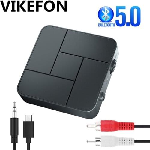 Bluetooth-compatible 5.0 Audio Transmitter Receiver 3.5mm AUX Jack RCA Wireless Music Adapter with Mic for Car PC TV Headphones