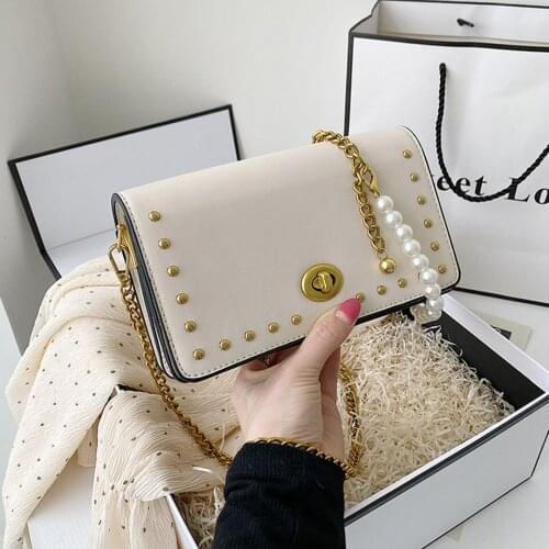 Rivet Chain Brand Designer PU Leather Crossbody Bags For Women Simple Fashion Shoulder Bag Lady Luxury Small Handbags