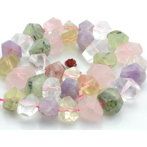 Natural Lapis Amethyst Rose Quartz 9-13x13-16mm Gemstone Beads Faceted irregular for Jewelry Making necklace 15inch