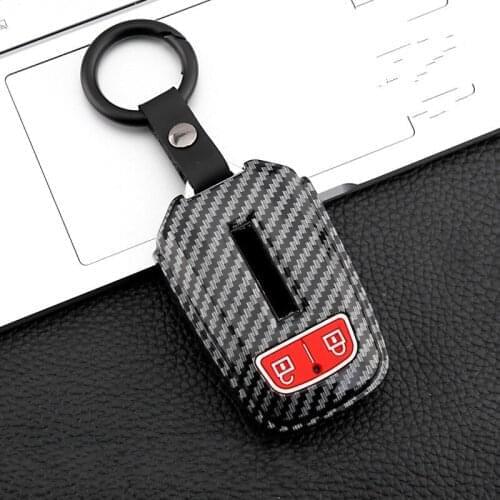 Carbon Fiber ABS 2 Buttons Car Key Case For Isuzu D-max / Mu-x 3.0 / X-series Smart Remote Fob Shell Protector Cover Keychain