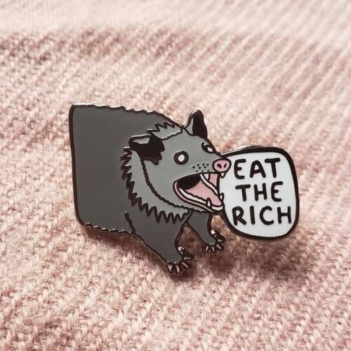 Eat the Rich Possum Enamel Pin Lapel Pins Badge Brooch Jewelry Accessory