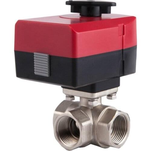 Electric valve brass motorized ball valve three way valve Can be manually and automatically AC 220v 24v DN20 DN25 DN32 L type