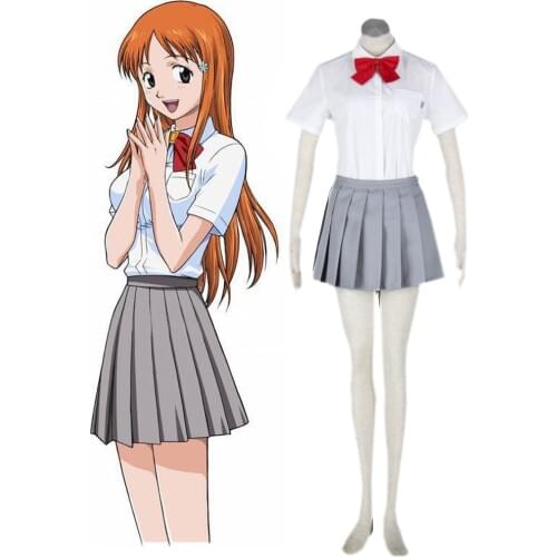 Can be tailored Anime BLEACH Cosplay Man Woman Halloween Cos Inoue Orihime Cosplay Japanese summer school uniform Costume S-3XL