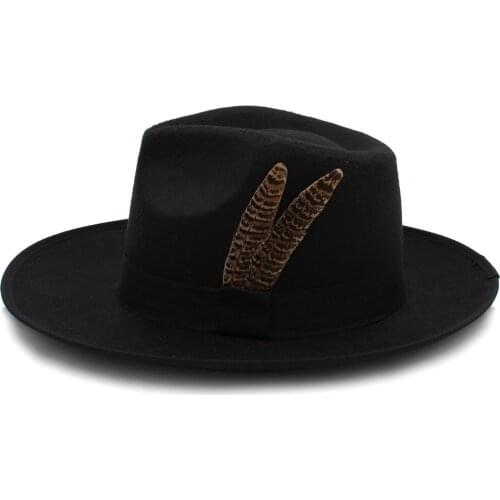 Fashion Women Men Felt Fascinator Fedora Hat Winter Autumn Wide Brim Jazz Hat Gentleman Sombrero Dad Panama Hat Size 58