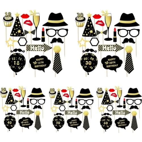 18 30 40 50 60 Happy Birthday Photo Booth Prop Wedding Anniversary Adult Birthday Party Decoration Man Woman DIY PhotoBooth