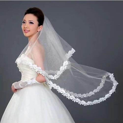 White Wedding Veil Bride Bridal Lace Veiling