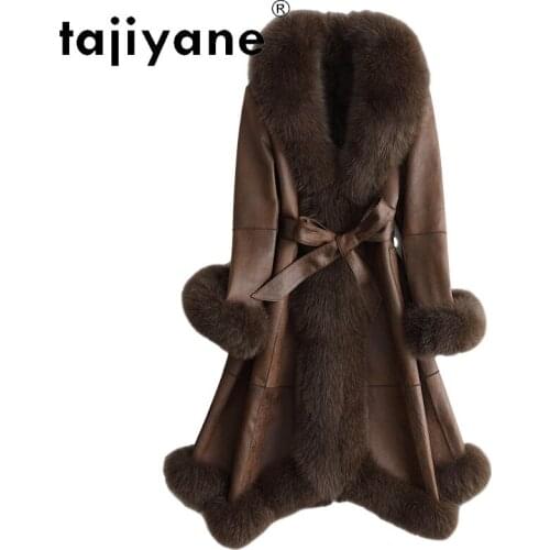Winter Women Coats 2021 Real Fox Fur Collar Jackets Woman Natural Rabbit Fur Jacket Womens Long Coat Abrigos TN1426