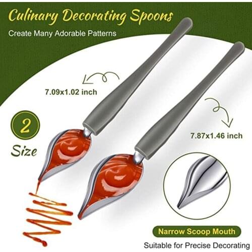 Hot 3 Pcs Candy Dipping Tools Chocolate Dipping Fork Spoons Set 2 Pieces Culinary Decorating Spoons for Decorative Plates