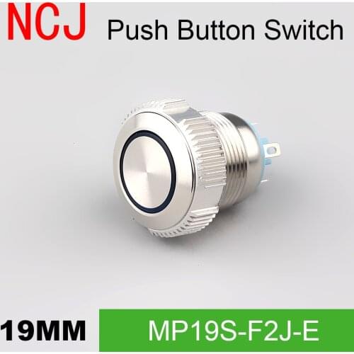 NCJ 19mm Metal Push Button Switch IP67 self-reset Momentary Reset with led lamp 5A stainless steel&copper