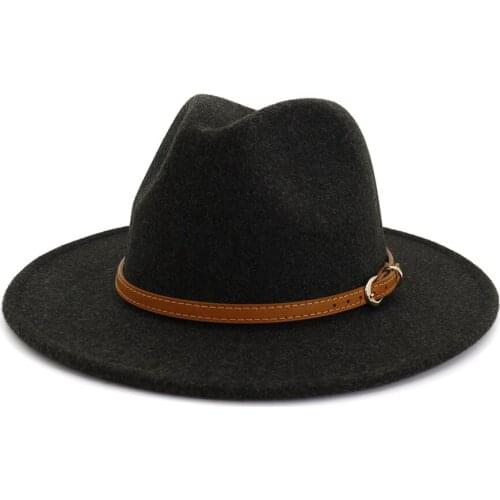 WeMe Wool Jazz Top Hat For Men and Women Flat Top Hat with Large Brim