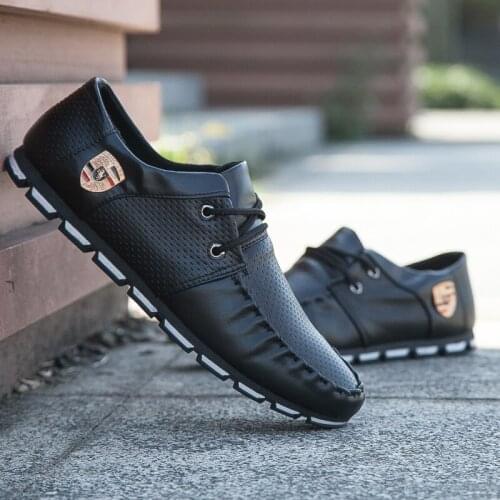 Mens Shoes Summer Leather Loafers Shoes Canvas Shoes Men Casual Shoes Breathable Soft Sole Lightweight Sapatos Tenis Masculino