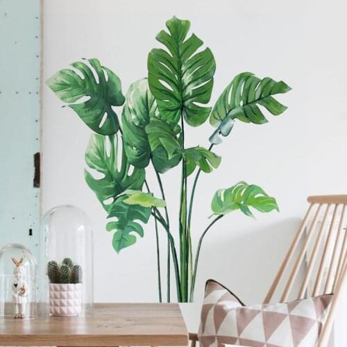 Tropical Plant Turtle Leaf Wall Sticker Home Decor Fresh Beach Palm Leave Art Wall Decal For Kids Room Living Room Bedroom Mural