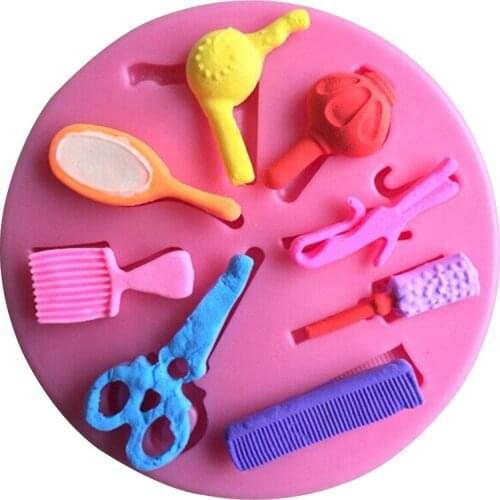 New Scissors Hair Tools Shaped Fondant mold,resin Clay Chocolate Candy Silicone Cake mould,fondant Cake Decorating Tools E154