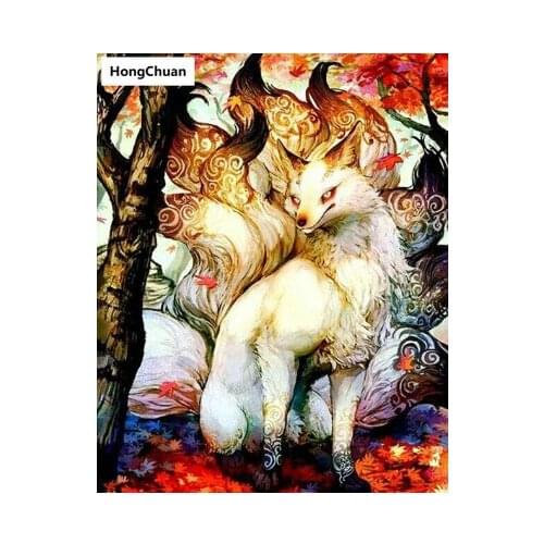 New product beautiful fox diamond painting DIY mosaic handmade 5D diamond embroidery cross stitch kit home decoration Christmas