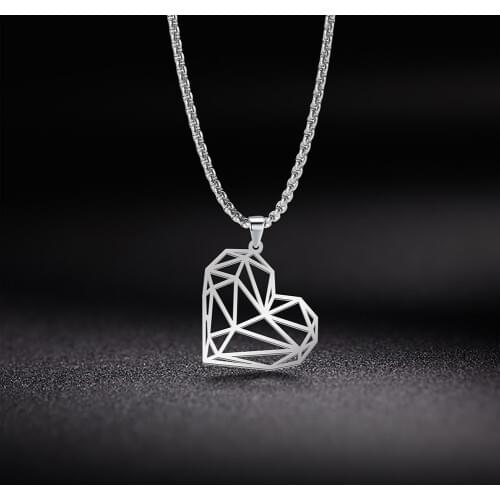 Myshape Hollow Stainless Steel Necklace Heart Butterfly Cross Star David Cactus Stainless Steel Pendant Necklace Fashion Jewelry