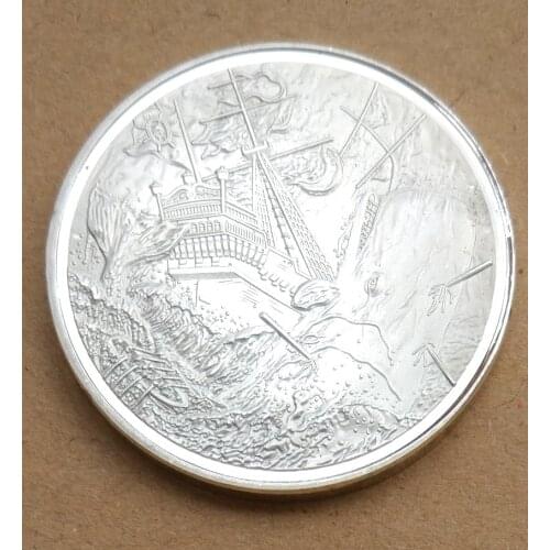 Pirates of the Caribbean Whale Pirate Ship Commemorative Silver Plated Coin Souvenir Challenge Collectible Coins Collection