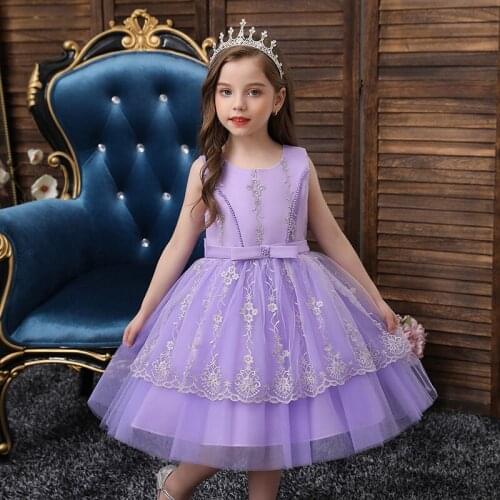 Dresses For Girls Flower Lace Tulle Dress Wedding Little Girl Ceremony Party Birthday Dress Children Autumn Clothing New 2020