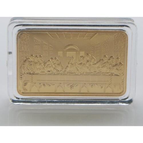 Last Dinner Christ Jesus Gold Bar Jesus & Angel 1 OZ .999 Fine Gold Bullion Bar Christian Commemorative Coin