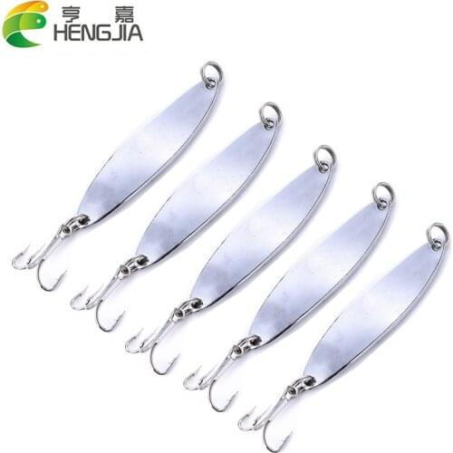 HENGJIA 5pcs 5cm 7g Spoon Lures Metal Fishing Lure Hard Sequin Silver Fishing Tackle Wobbler