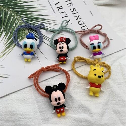 Disney Minnie Mickey Resin doll Girls Hair Clip Hair Accessories Hairpins Hair make up Hairwear Nylon Hair Bands