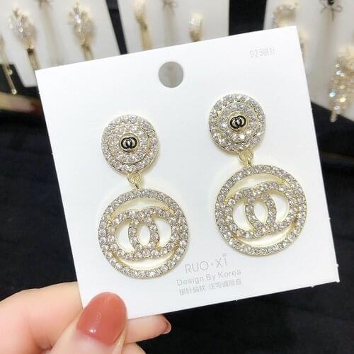 Luxury Crystal Geometric Earrings for Women Girls 2020 New Bijoux Round Dangle Earring Party Tassel Jewelry Gifts Gold Trendy