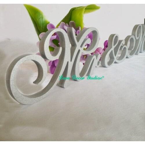 Silver Wedding reception cut out letters Mr & Mrs Sweet heart table sign Rustic Mr and Mrs signs