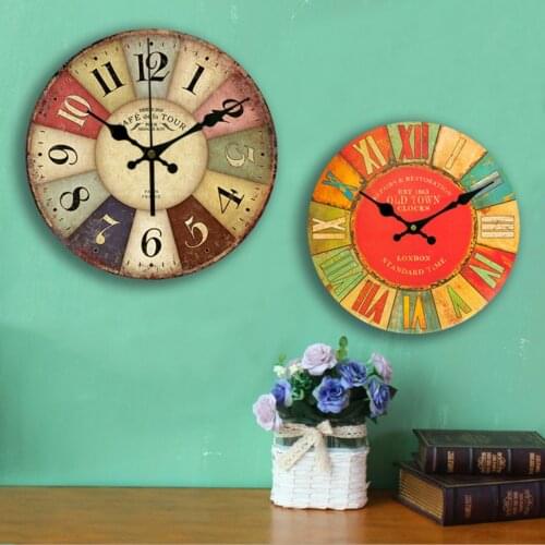 Vintage Wall Clock Shabby Chic Home Kitchen Wooden 30cm Decor London Old Town