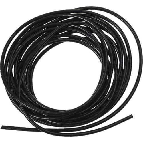 6mm Outside Dia 6.4M PE Polyethylene Spiral Cable Wire Wrap Tube Black