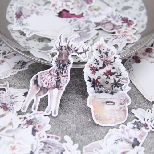 50pcs Waterproof Forest Winter Plant Flower Animal Scrapbooking Sticker for Christmas Journaling Planner Laptop Computer