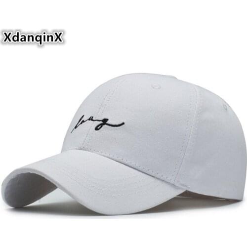 XdanqinX Snapback Caps For Men Women Cotton Embroidery Letter Baseball Cap Adjustable Size Fashion Couple Hat Unisex Tongue Cap