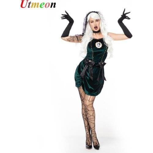 UTMEON Super Deluxe Spider Web Yard Bride Gothic Costume Halloween Costumes for Woman