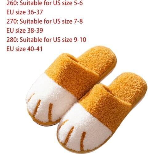 Winter Fuzzy Plush Animal House Slippers Cartoon Kitten Paw Warm Slip-On Shoes