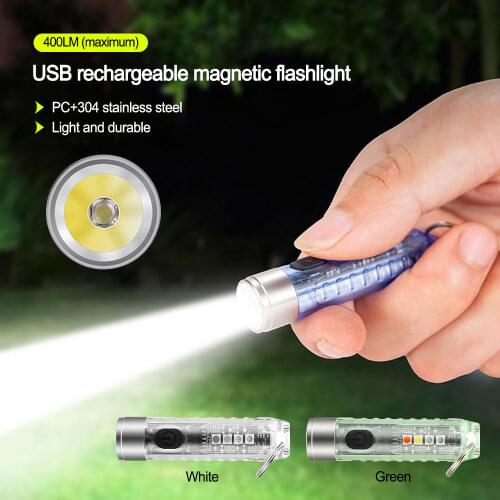 S11 Jetbeam Mini Flashlight Professional LED Flashlight High Power Small Torch USB Charging UV LED Magnetic Warning Red Light