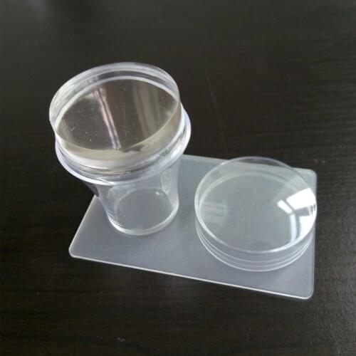 10sets/lot 4cm Super Big Clear Jelly Nail Art Stamper Scraper with Cap 2017 New Silicone Nail Stamp Stamping Template Tools