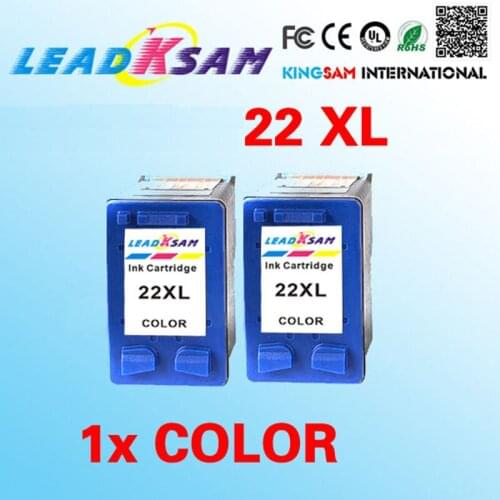 2x leadksam color ink cartridge compatible for hp22 22XL C9352A Deskjet 3915 D1320 F2100