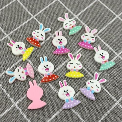 30Pcs Cartoon Rabbit Planar Resin DIY Craft Supplies Kids Hair Accessories Phone Shell Patch Arts Scrapbook Ornaments Materials