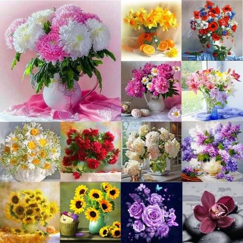5D Diy Diamond Painting Flowers Peony Cross Stitch Kit Full Drill Embroidery Mosaic Art Picture of Rhinestones Home Decor Gift