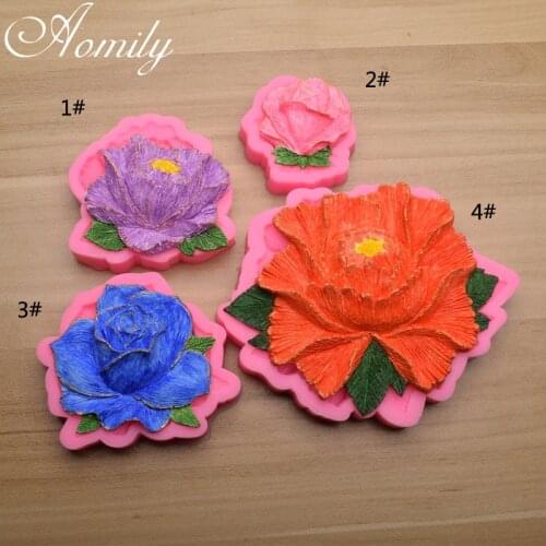 Aomily Desert Peony Flower Silicone Mold Cake Mold Fondant Mold Chocolate Mold Pastry Candy Jelly Cake Mould Kitchen Baking Mold