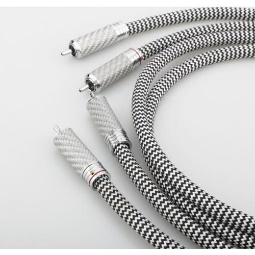 Audiocrast A126 pair hifi rca jack cable High Quality OFC Rhodium plated Carbon fiber 2RCA to2 RCA Audio Cable Line Wire