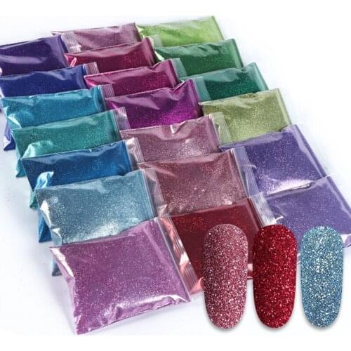 20Pcs 50G Nail Art Glitter Rose Gold 0.2mm Bulk Fine Chrome Pigment Sparkly Dust Set For Manicure UV Polish Charms Accessories