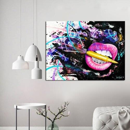 Room Decor Art Poster Picture Doodle Lips and Bullets Canvas Painting Wall Art Cuadros Decoration Wall Poster