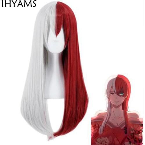 Anime Boku no Hero Academia Todoroki Shoto Long Wig Cosplay Costume My Hero Academia Women Synthetic Hair Wigs + Wig Cap