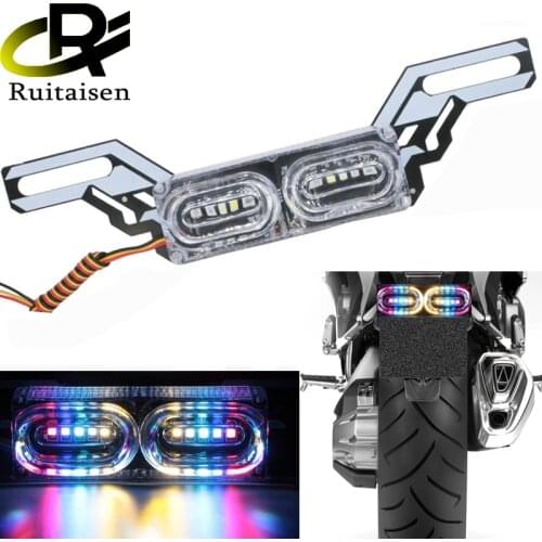 DRL Strobe Brake Lamp Motorcycle RGB LED Flash Stop Light flow RGB colorful LED License Plate tail Colorful warning day light