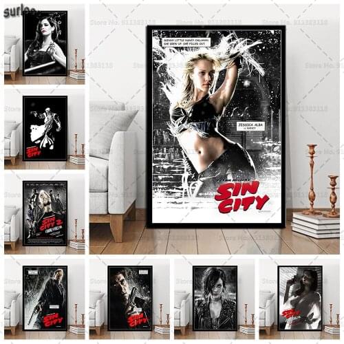 Sin City Quentin Tarantino Hot Movie Poster Prints Wall Art Canvas Painting Posters Picture for Living Room Home Decoration