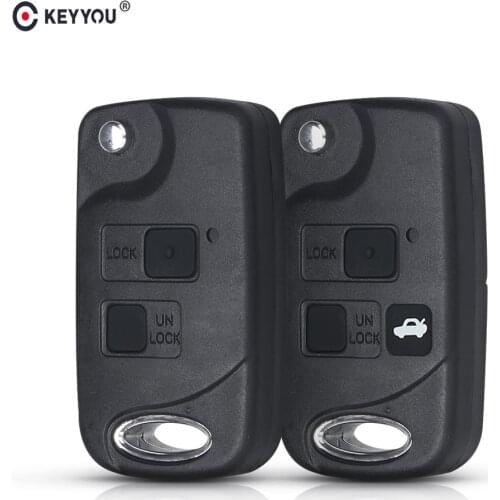 KEYYOU 2/3BTN Remote Folding Flip Car Key Shell Case For Toyota Yaris Carina Corolla Avensis For Lexus RX300 LS400 LS430 ES330
