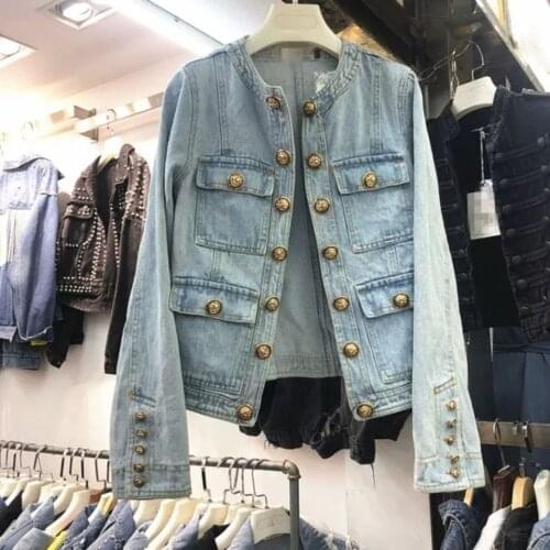 2021 early autumn new Korean style retro wash blue slim short denim jacket womens jacket tide