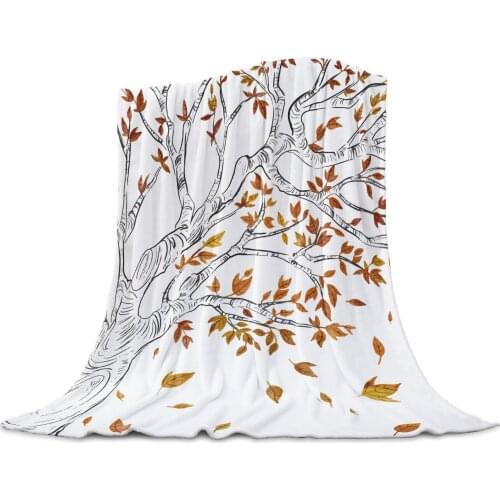 Yellow Leaves Falling In Autumn Light Thin Flannel Blanket Custom Super Warm Soft Blankets Throw on Sofa Bed Travel Bedspread