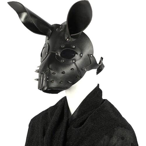 Bunny Mask Cosplay Mask Bar Nightclub Costume Rivet Decoration Rabbit Mask Punk Style Gothic Steampunk Accessories Party Mask