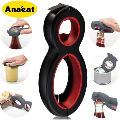 ANAEAT 6 in 1 Multi Function Can Beer Bottle Opener All in One Jar Gripper Can Beer Lid Twist Off Jar Wine Opener kitchen tools